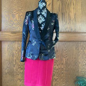Zara Basic Satin Floral Tuxedo Style Blazer size Small